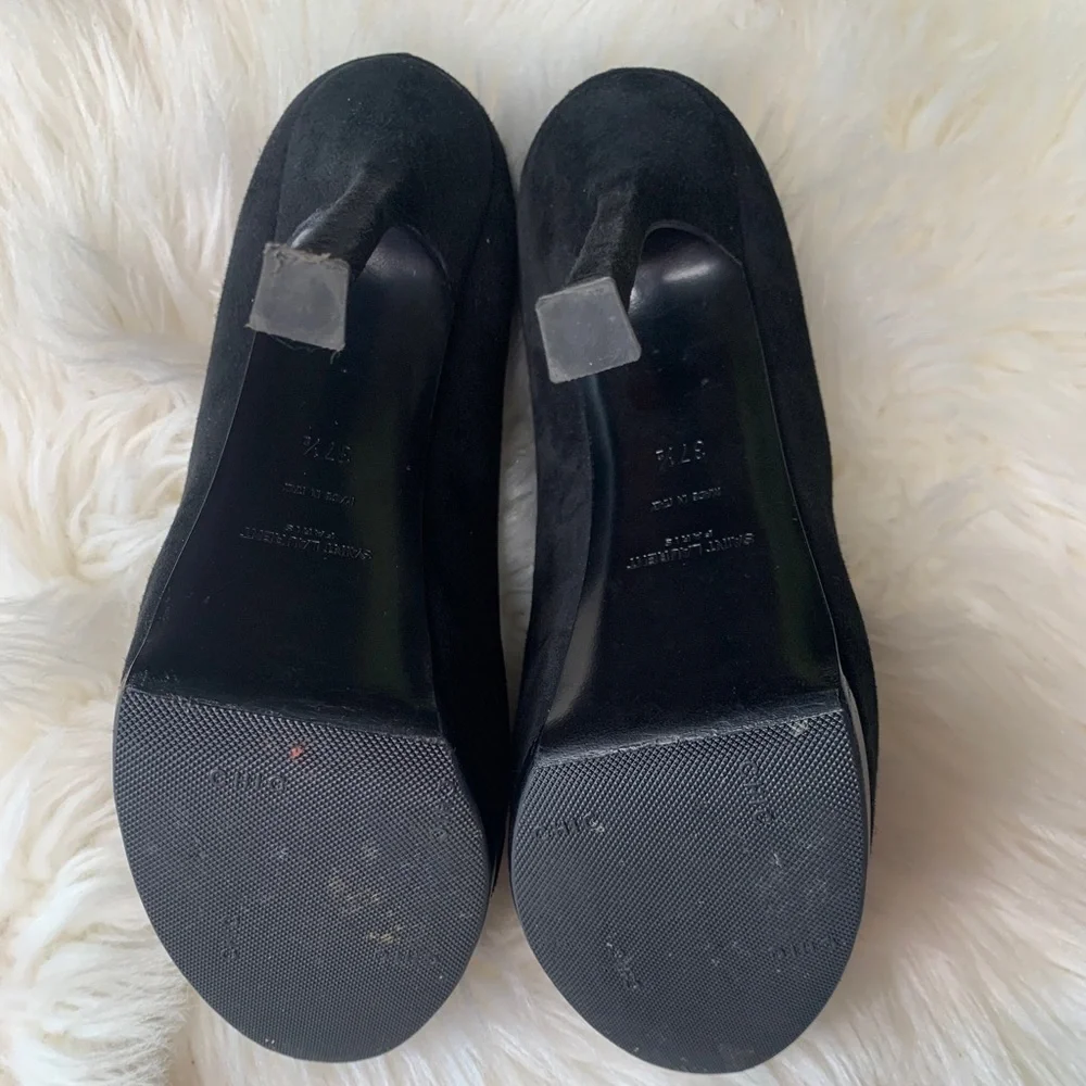 YSL 105 Cap Pump Black Suede/Patent